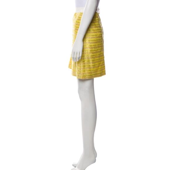 Kate Spade New York Yellow Tweed Knee-Length Skirt Size 12 Grosgrain Trim - Picture 3 of 10